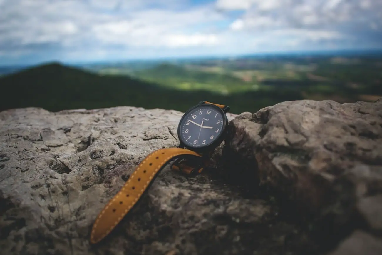 One of the best survival watches resting on a rock